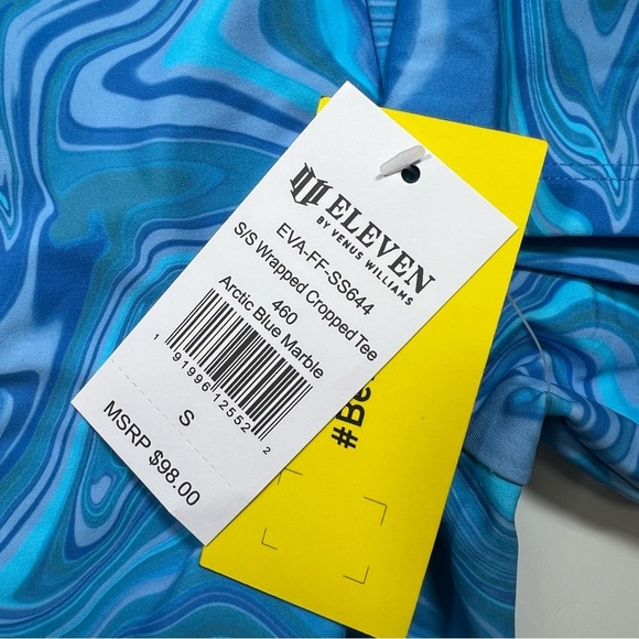EleVen By Venus Williams | Wrapped Cropped Tee In Arctic Blue Marble | S - Picture 8 of 9